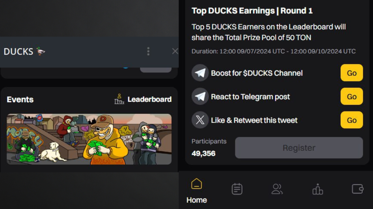 get started Earnings in Top $DUCKS