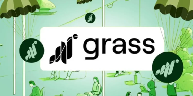 Grass logo with airdrop theme for $GRASS token’s decentralized AI network and staking rewards.