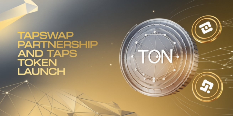 TapSwap partnership and TAPS token launch announcement with TON coin image