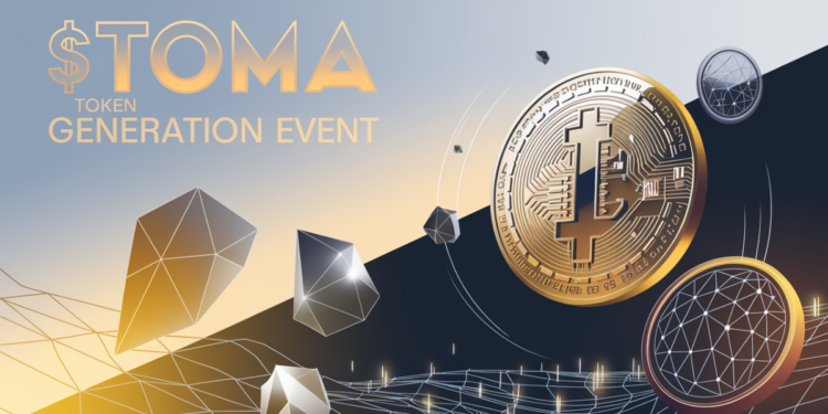 Futuristic image of $TOMA token release with TON blockchain