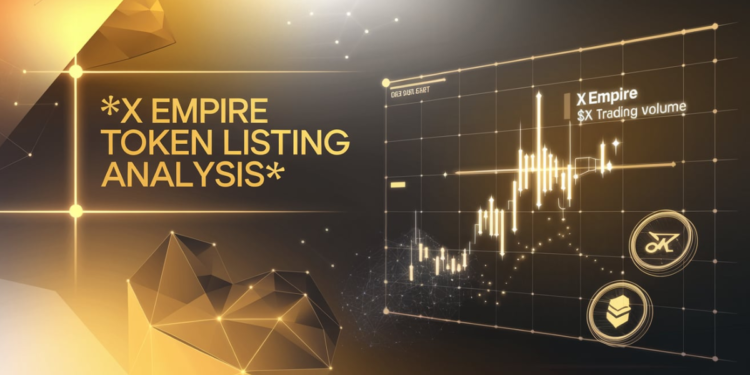 X Empire Token Listing Analysis with trading volume chart and cryptocurrency icons